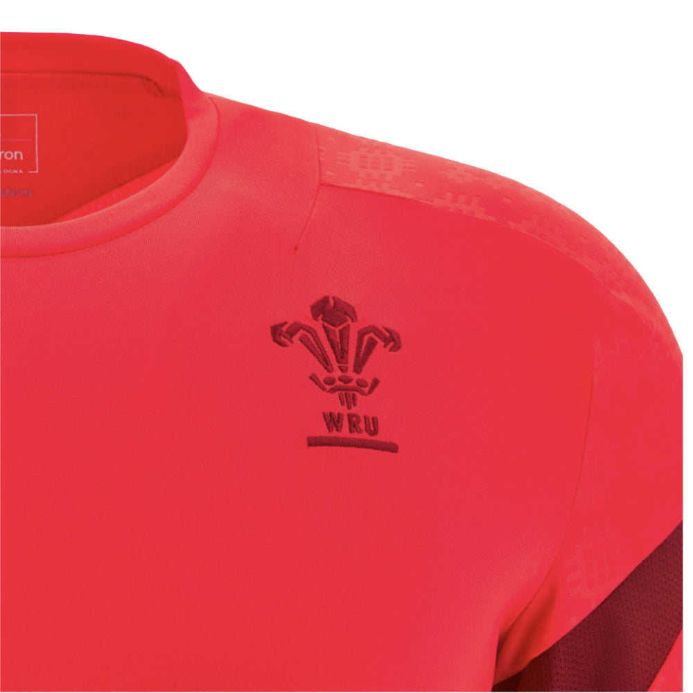 2025-2026 Wales WRU Rugby LS Player Training Shirt (Red) Product - Training Shirts Macron