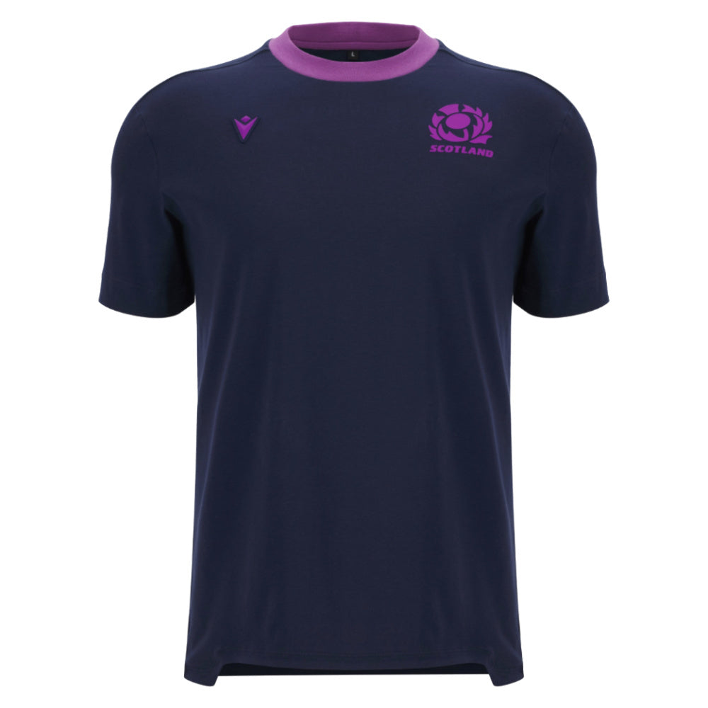 2025-2026 Scotland Rugby Ath Cotton Tee (Navy) Product - T-Shirt Macron