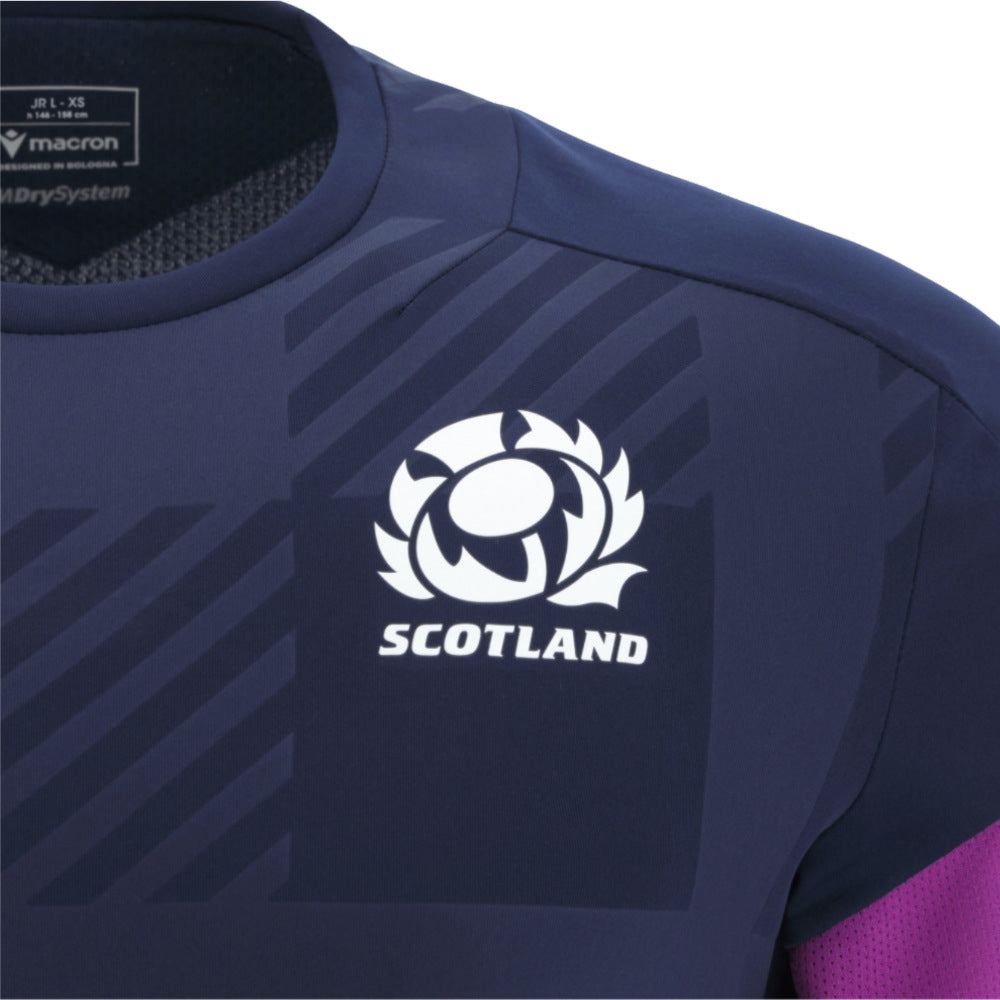 2025-2026 Scotland Rugby Training Poly Shirt (Navy) - Kids Product - Training Shirts Macron