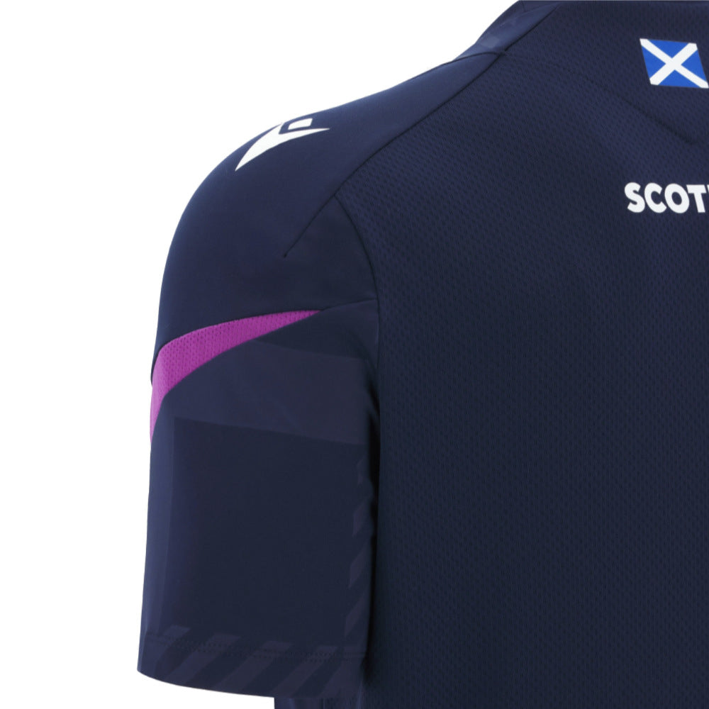 2025-2026 Scotland Rugby Training Poly Shirt (Navy) - Kids Product - Training Shirts Macron