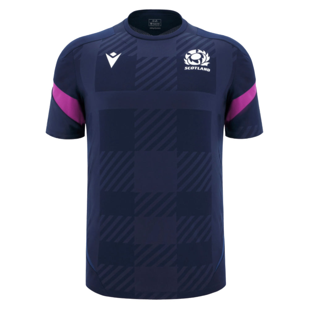 2025-2026 Scotland Rugby Training Poly Shirt (Navy) - Kids Product - Training Shirts Macron