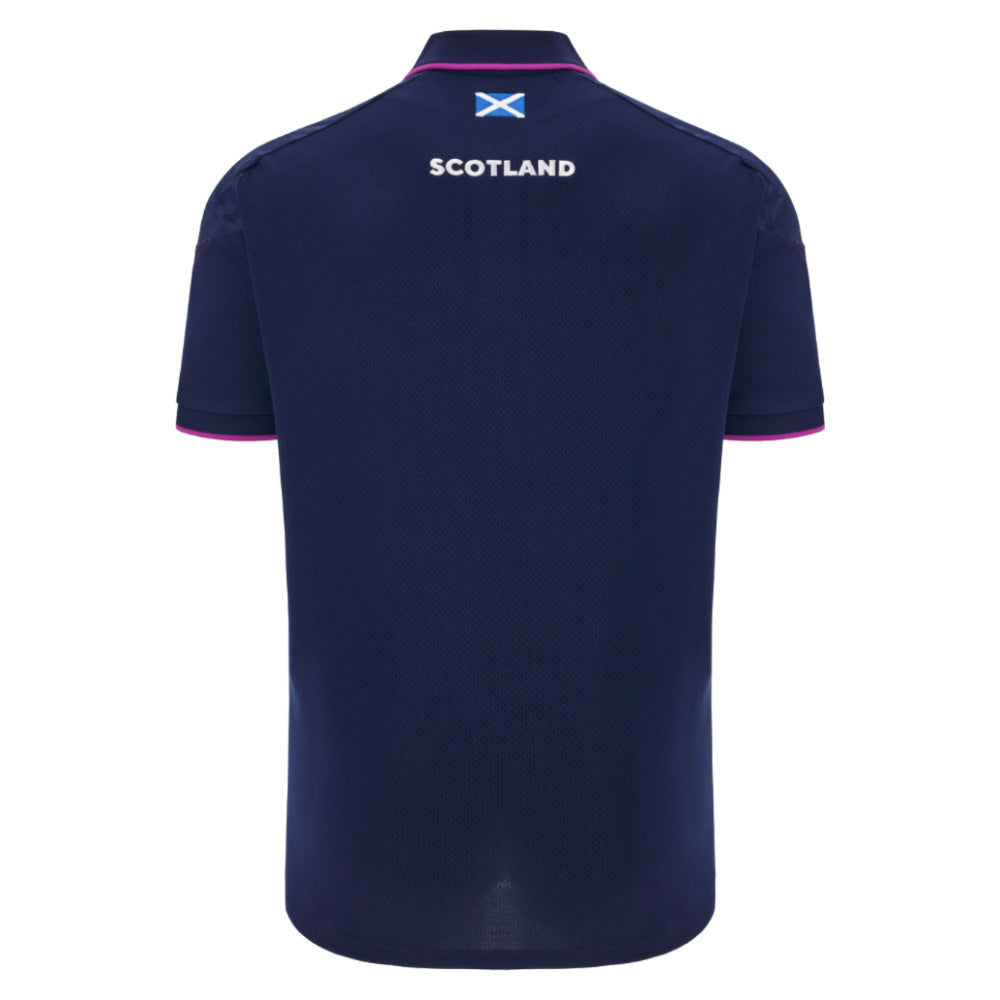 2025-2026 Scotland Rugby Travel Poly Polo Shirt (Navy) Product - Polo Shirts Macron