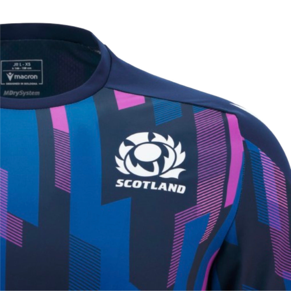 2025-2026 Scotland Rugby Warm Up Shirt (Navy) - Kids Product - Training Shirts Macron