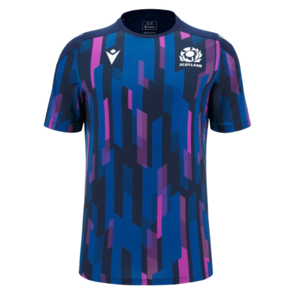 2025-2026 Scotland Rugby Warm Up Shirt (Navy) - Kids Product - Training Shirts Macron