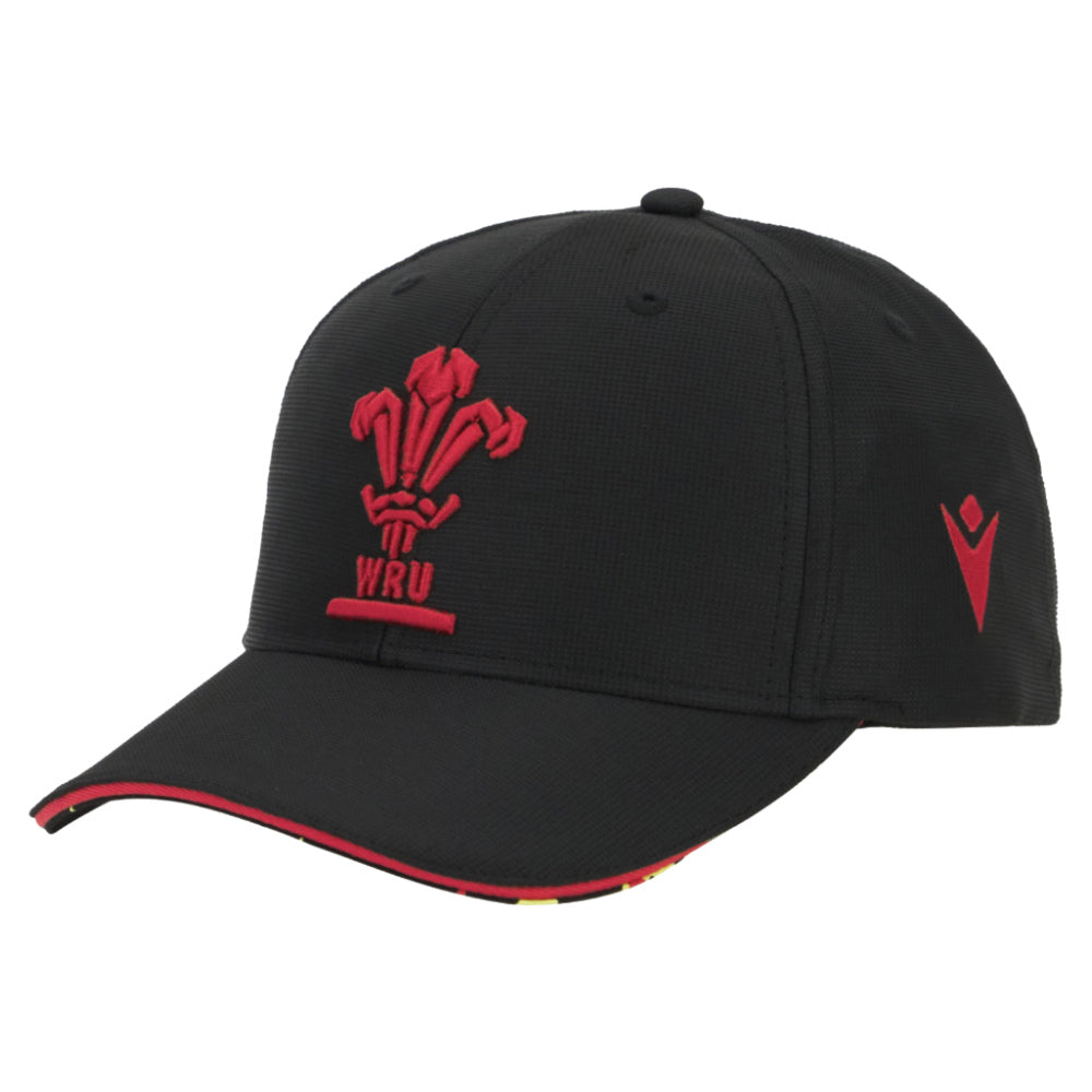 2025-2026 Wales WRU Custom Cap Curved Visor (Black) Product - Headwear Macron