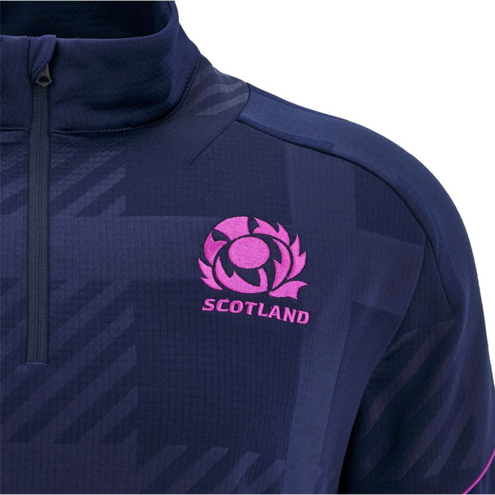2025-2026 Scotland Rugby Travel Full Zip Hoody (Navy) - Kids Product - Hoodies Macron