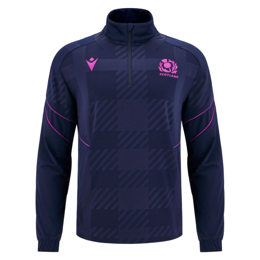 2025-2026 Scotland Rugby Travel Full Zip Hoody (Navy) - Kids Product - Hoodies Macron