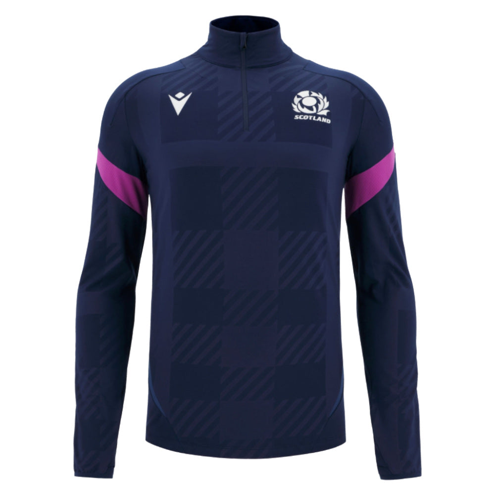 2025-2026 Scotland Rugby 1/4 Zip Training Top (Navy) - Kids Product - Training Tops Macron