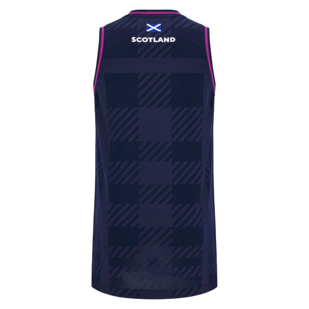 2025-2026 Scotland Rugby Basketball Singlet (Navy) Product - Sleeveless Macron