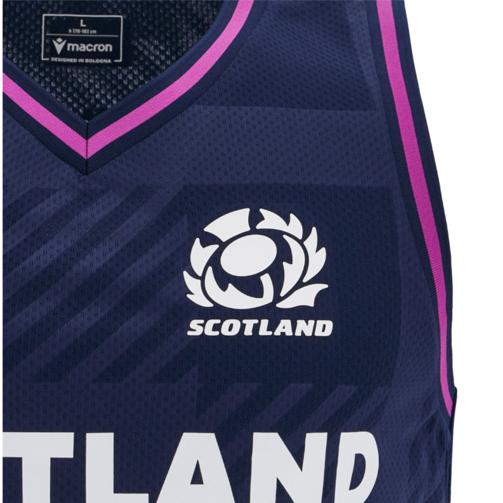 2025-2026 Scotland Rugby Basketball Singlet (Navy) Product - Sleeveless Macron