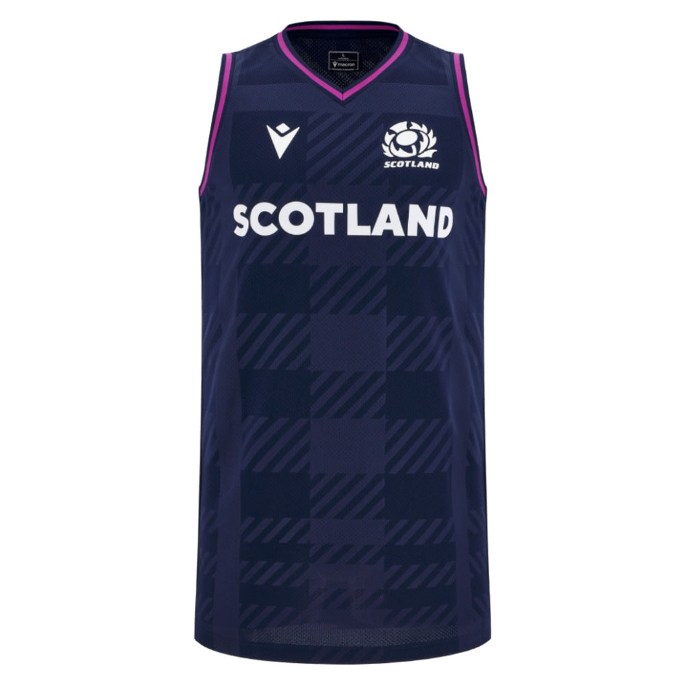 2025-2026 Scotland Rugby Basketball Singlet (Navy) Product - Sleeveless Macron