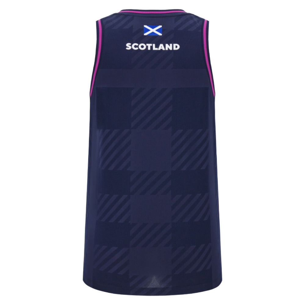 2025-2026 Scotland Rugby Training Singlet (Navy) - Womens Product - Sleeveless Macron