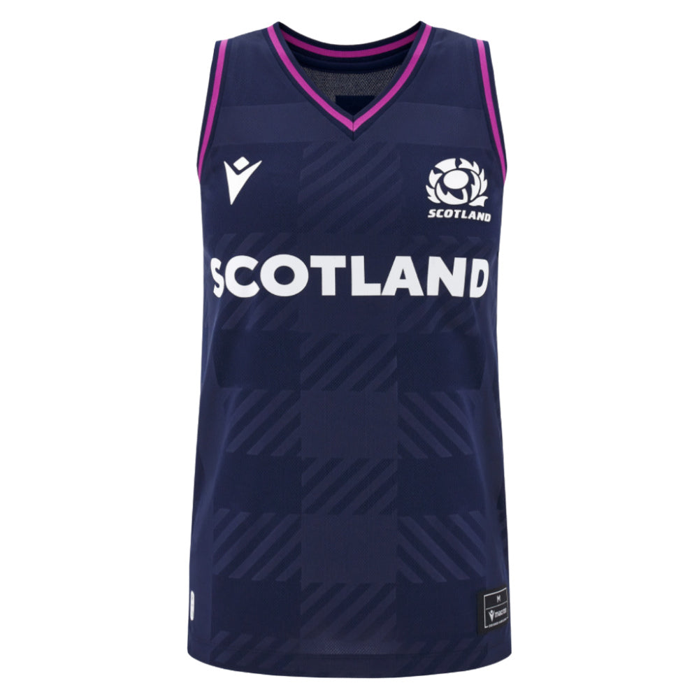 2025-2026 Scotland Rugby Training Singlet (Navy) - Womens Product - Sleeveless Macron