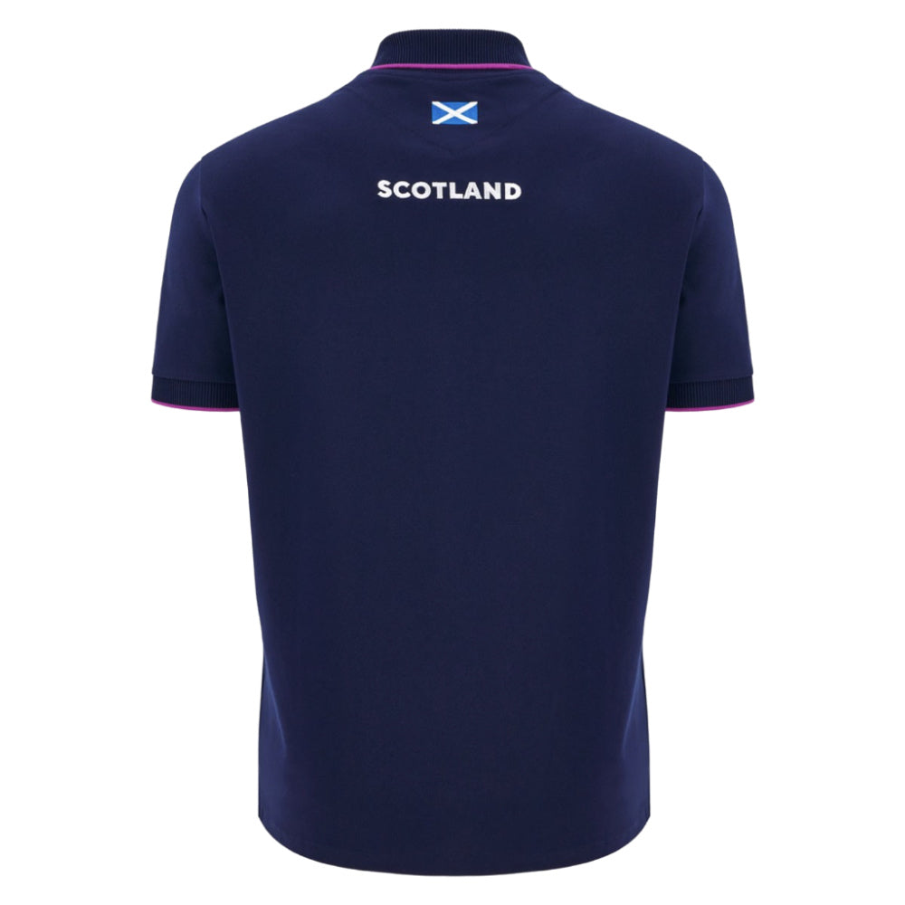 2025-2026 Scotland Rugby Ath Polo Piquet Shirt (Navy) Product - Polo Shirts Macron