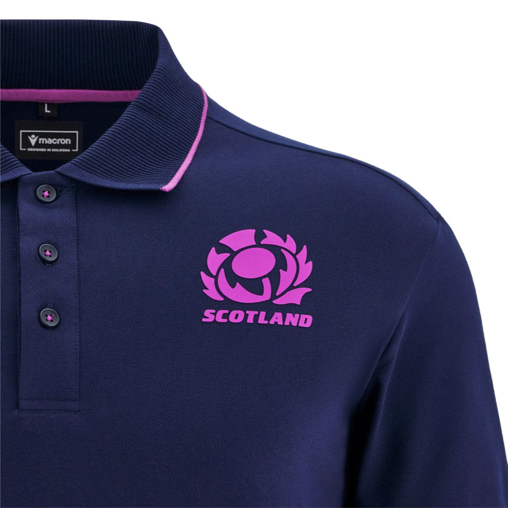 2025-2026 Scotland Rugby Ath Polo Piquet Shirt (Navy) Product - Polo Shirts Macron