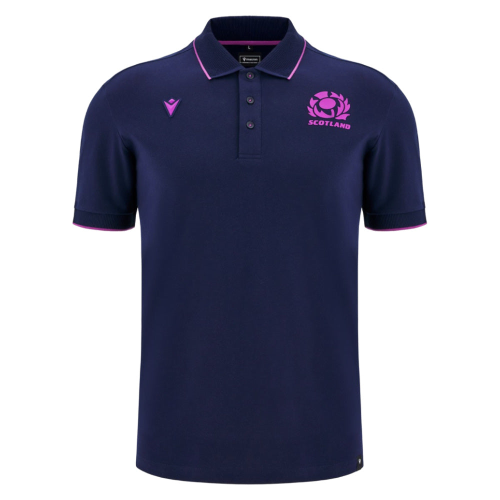 2025-2026 Scotland Rugby Ath Polo Piquet Shirt (Navy) Product - Polo Shirts Macron
