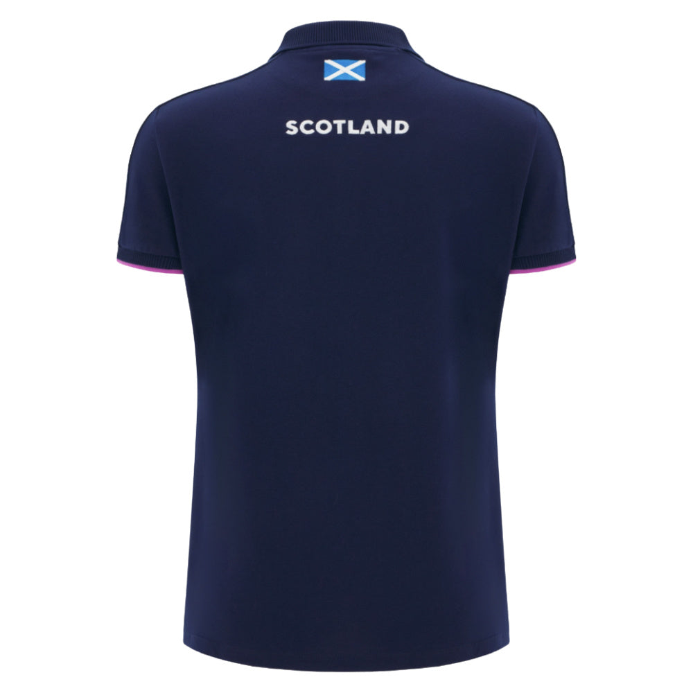 2025-2026 Scotland Rugby Travel Polo Shirt (Navy) - Womens Product - Polo Shirts Macron