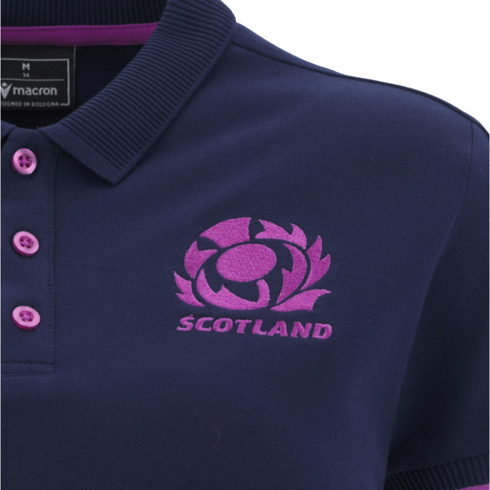 2025-2026 Scotland Rugby Travel Polo Shirt (Navy) - Womens Product - Polo Shirts Macron