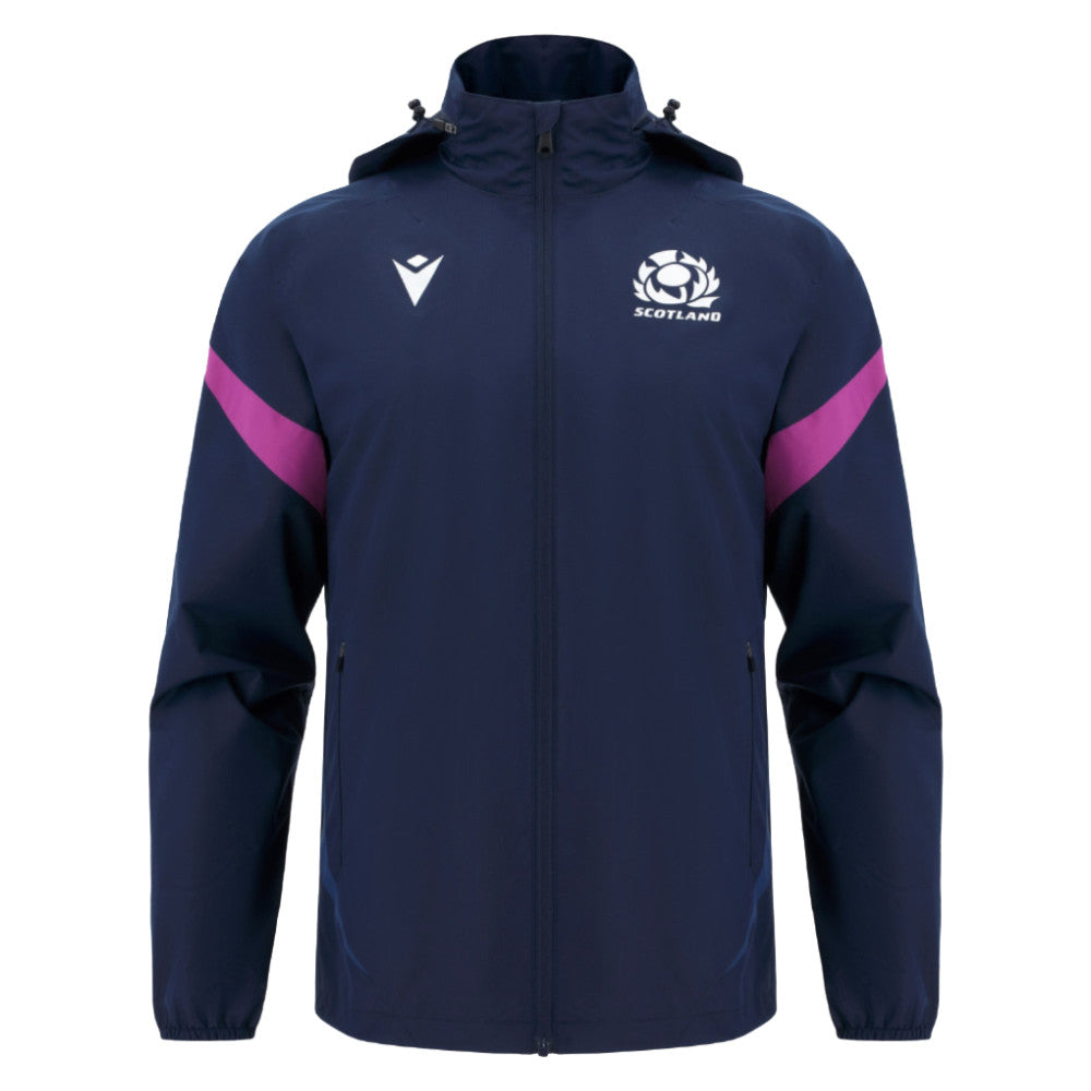 2025-2026 Scotland Rugby Training Rainjacket (Navy) Product - Jackets Macron