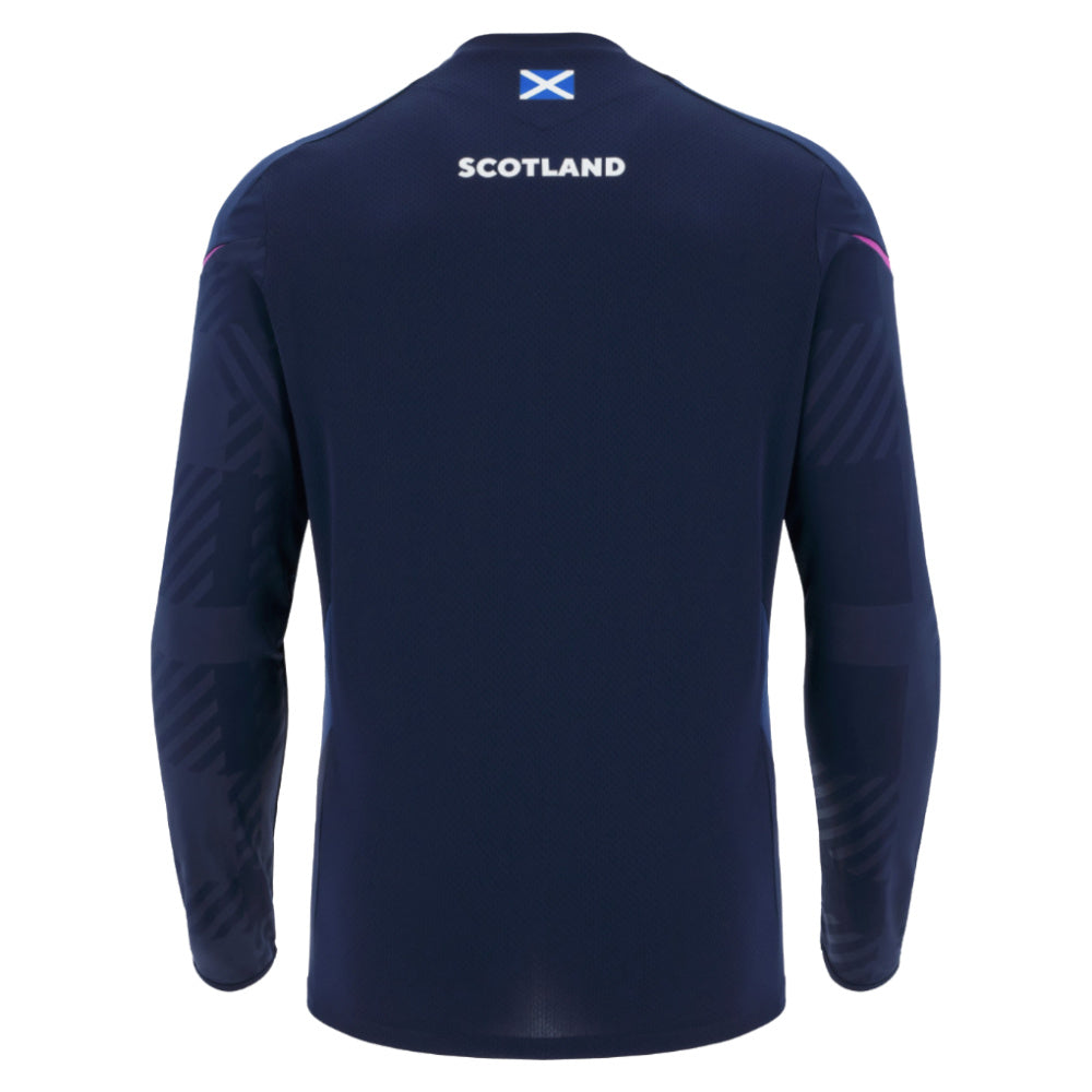 2025-2026 Scotland Rugby Training Poly LS Shirt (Navy) (Your Name) Product - Hero Shirts Macron