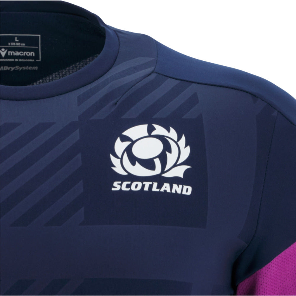 2025-2026 Scotland Rugby Training Poly LS Shirt (Navy) Product - Training Shirts Macron