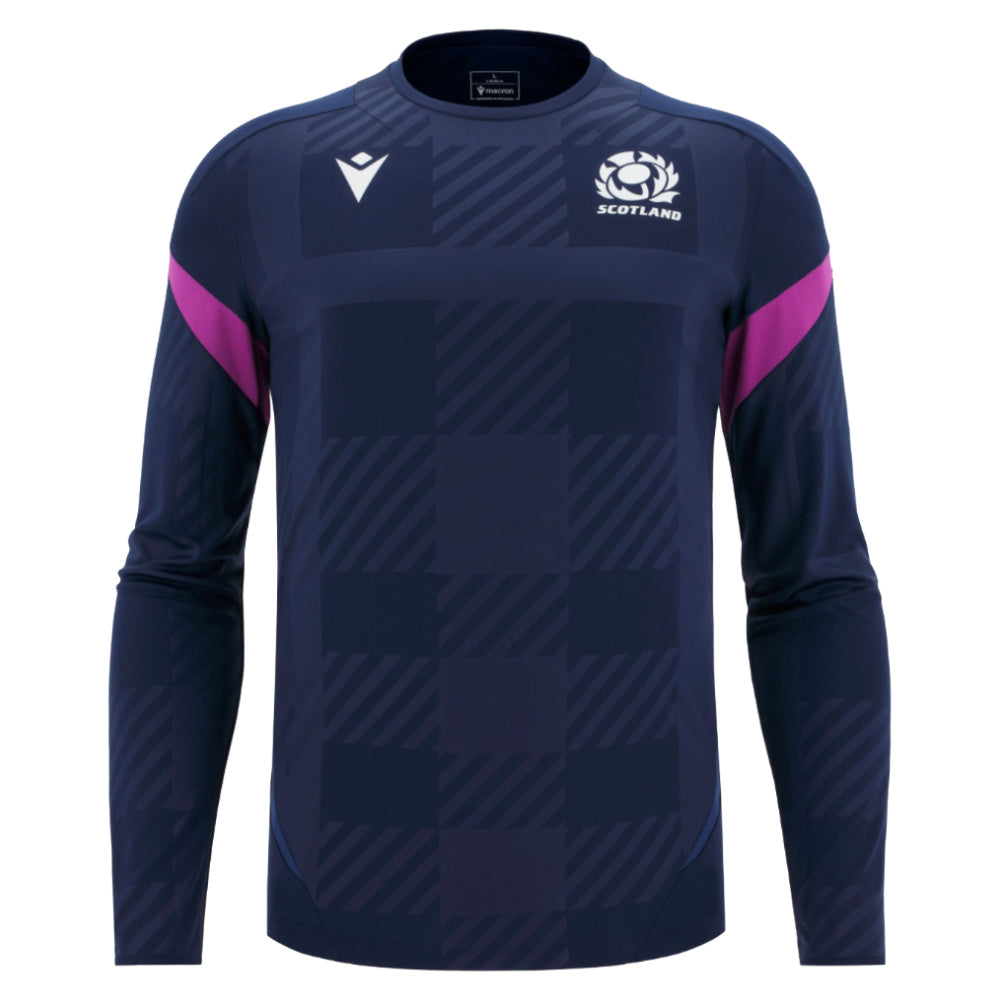 2025-2026 Scotland Rugby Training Poly LS Shirt (Navy) (Your Name) Product - Hero Shirts Macron