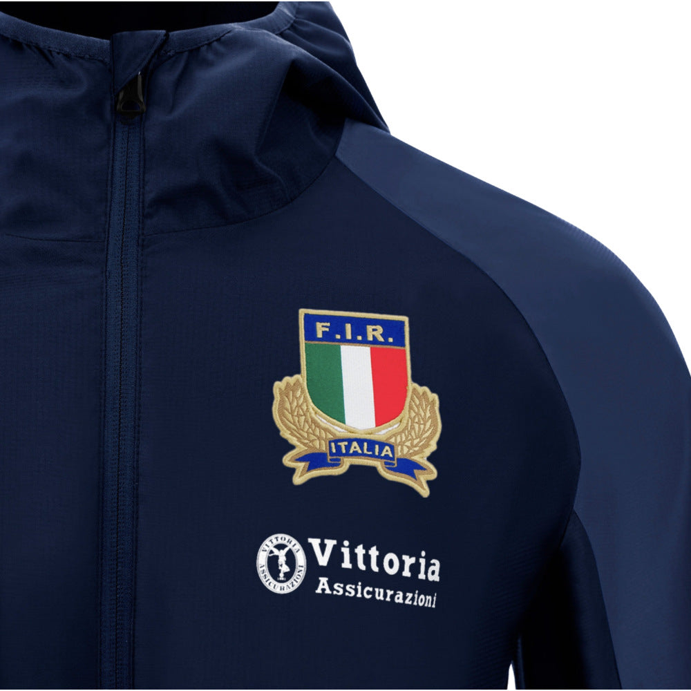 2025-2026 Italy FIR Rugby Rain Jacket (Navy) Product - Jackets Macron