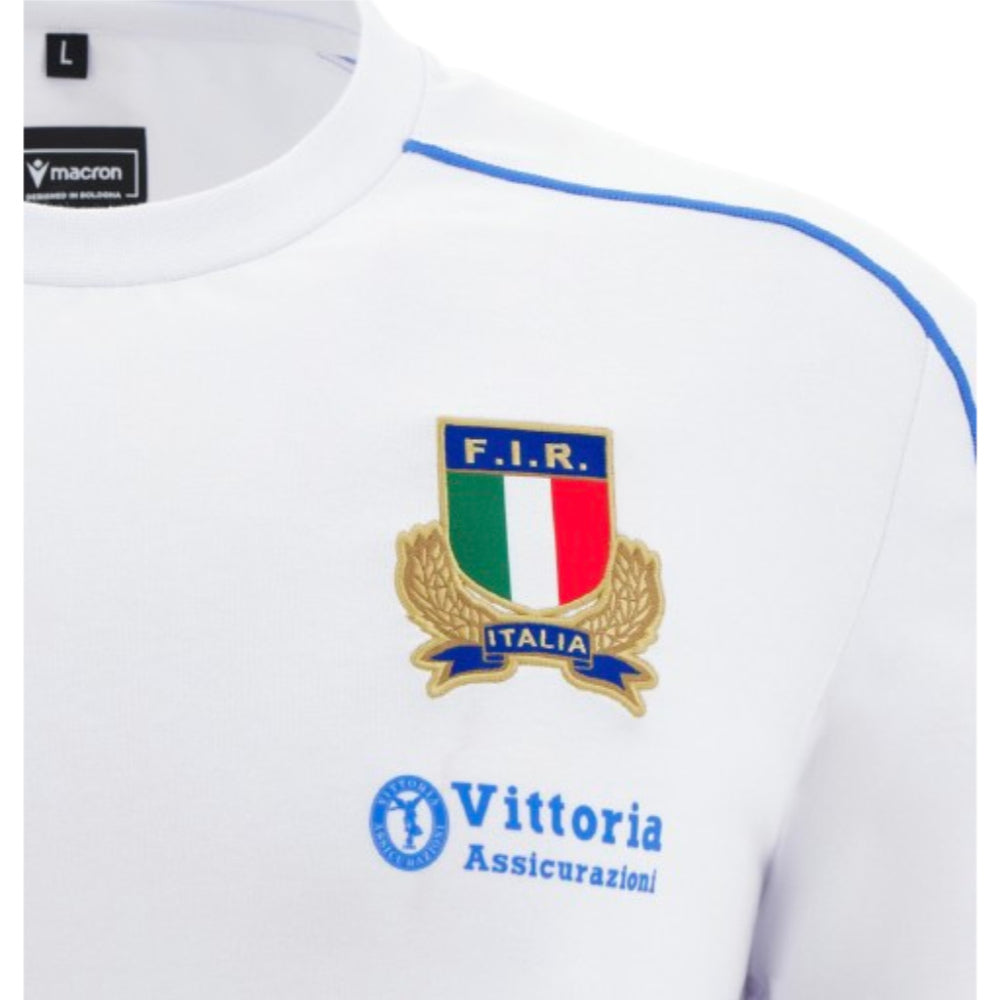 2025-2026 Italy FIR Rugby Ath Cotton Shirt (White) Product - T-Shirt Macron