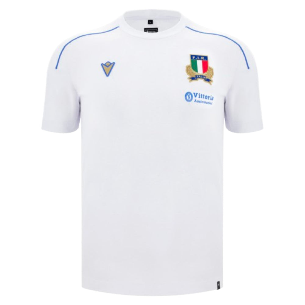 2025-2026 Italy FIR Rugby Ath Cotton Shirt (White) Product - T-Shirt Macron