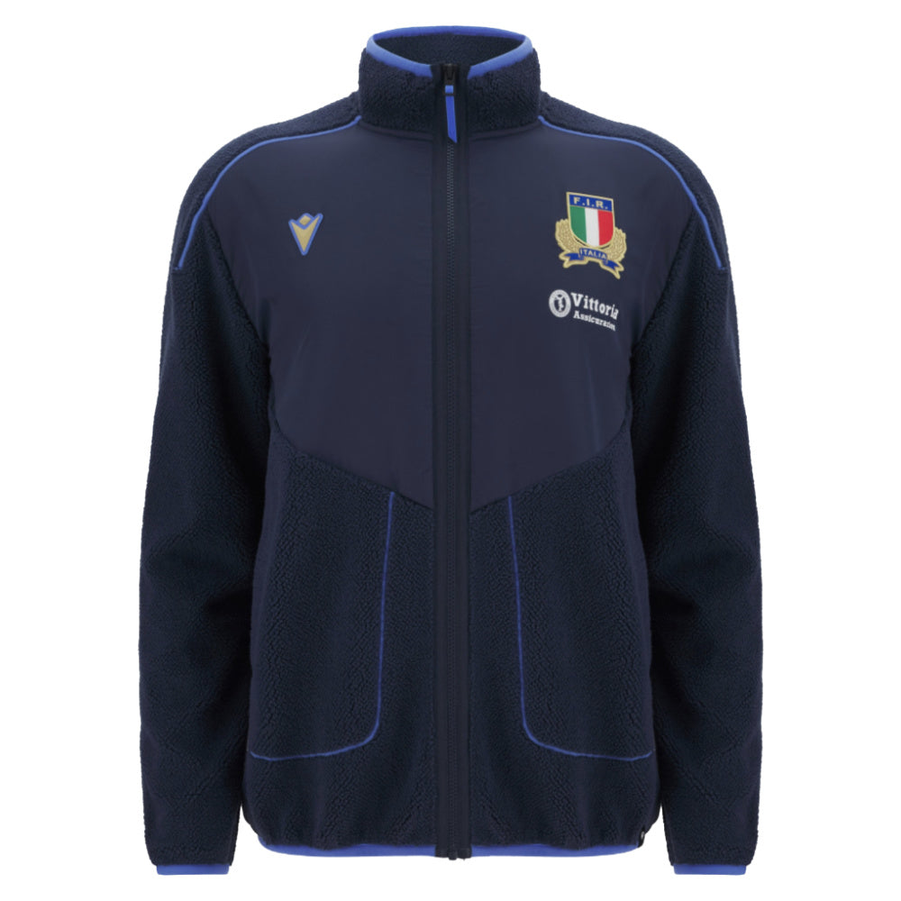 2025-2026 Italy FIR Rugby Ath Teddy Jacket (Navy) Product - Jackets Macron