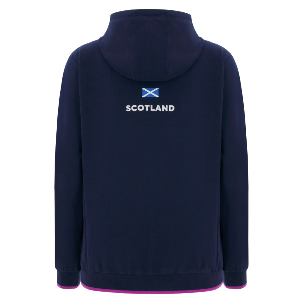 2025-2026 Scotland Rugby Travel Full Zip Hoody (Navy) - Womens Product - Hoodies Macron