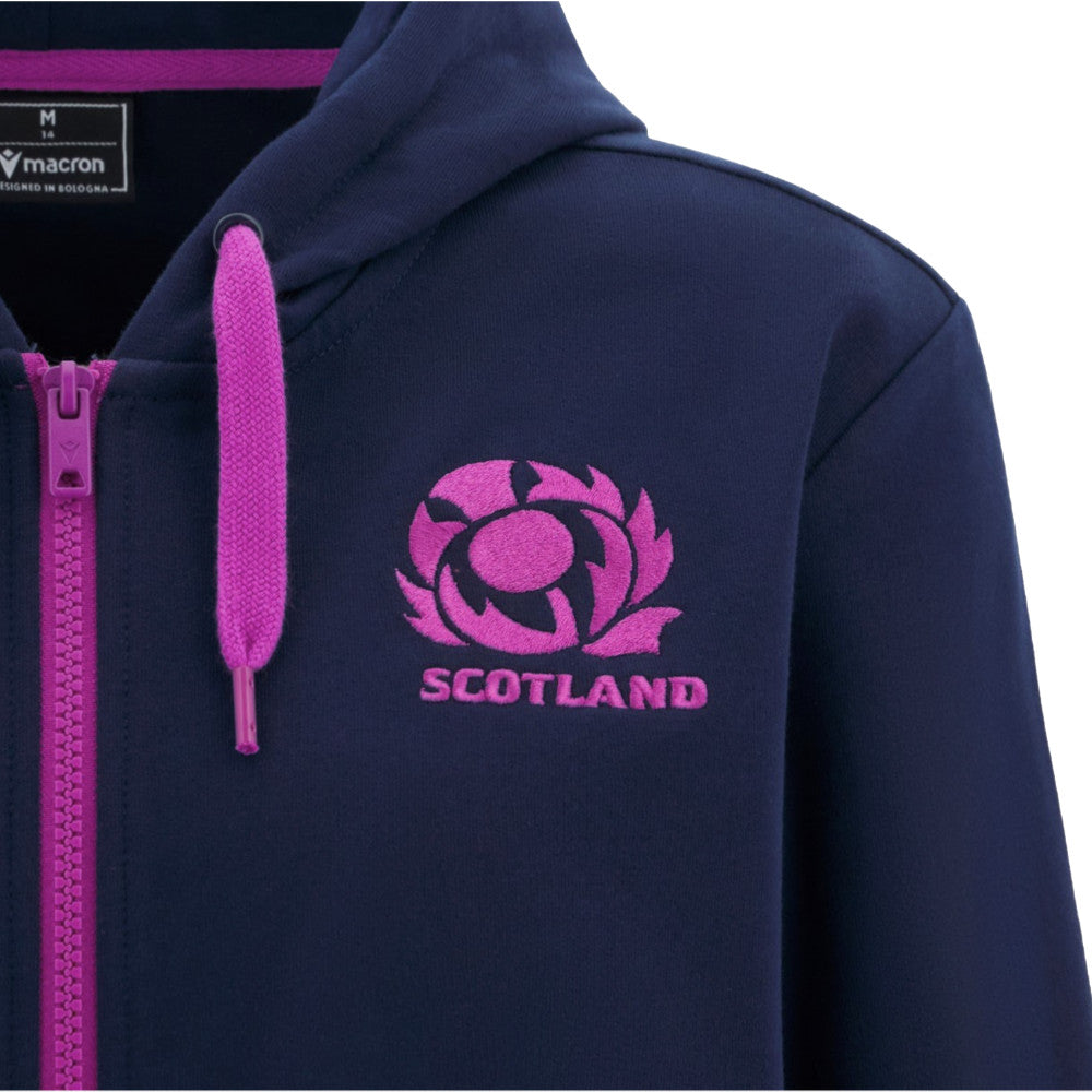 2025-2026 Scotland Rugby Travel Full Zip Hoody (Navy) - Womens Product - Hoodies Macron