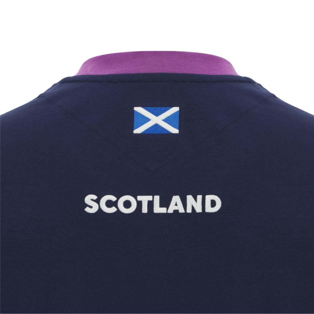 2025-2026 Scotland Rugby Ath Cotton LS Tee (Navy) Product - T-Shirt Macron