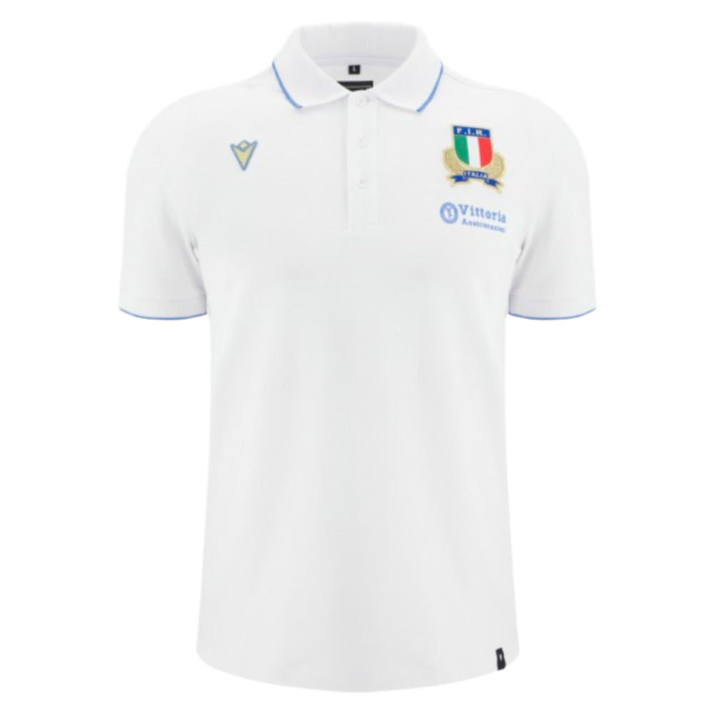 2025-2026 Italy FIR Rugby Cotton Polo Shirt (White) Product - Polo Shirts Macron