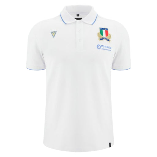2025-2026 Italy FIR Rugby Cotton Polo Shirt (White) Product - Polo Shirts Macron
