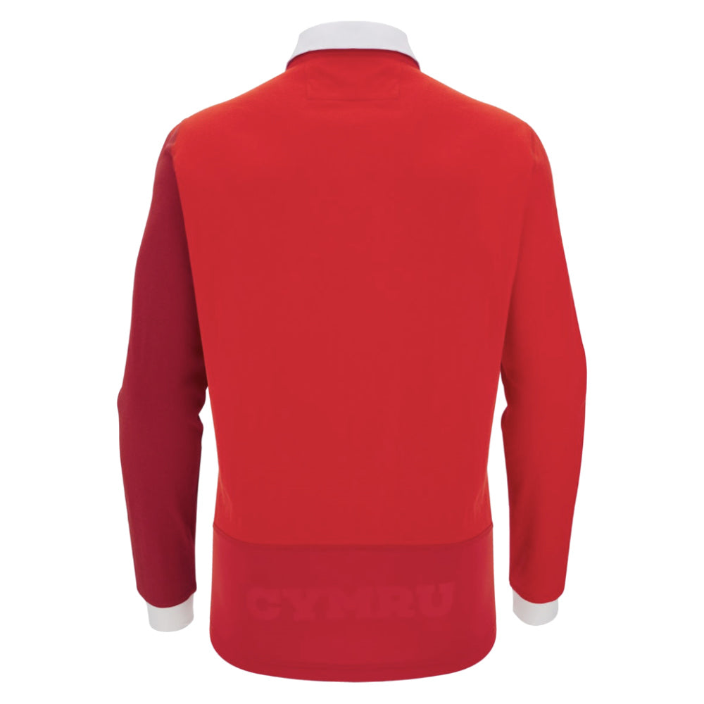 2025-2026 Wales Home Cotton LS Rugby Shirt (Your Name) Product - Hero Shirts Macron
