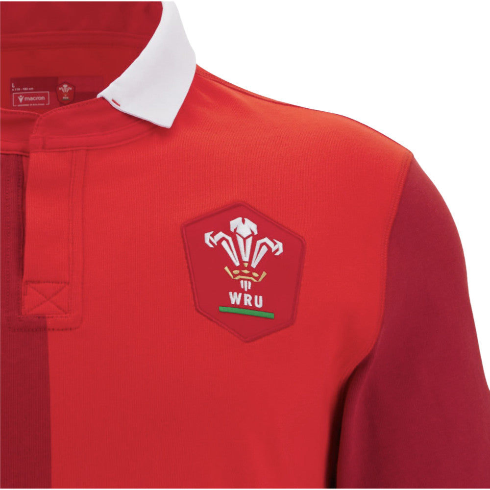 2025-2026 Wales Home Cotton LS Rugby Shirt Product - Football Shirts Macron