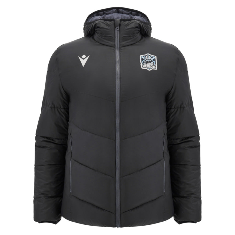 2025-2026 Glasgow Warriors Hooded Bomber Jacket (Black) Product - Jackets Macron