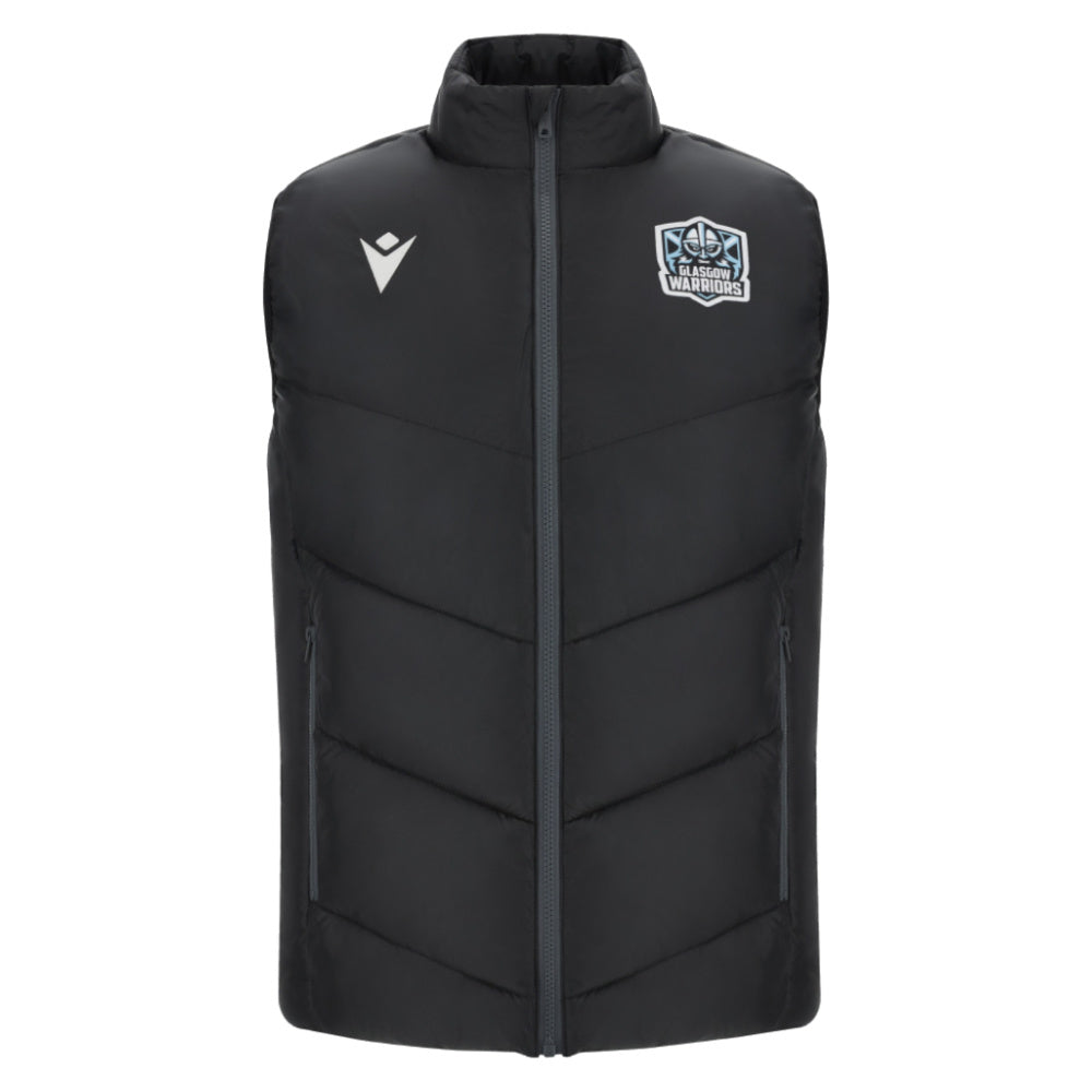 2025-2026 Glasgow Warriors Rugby Padded Gilet (Black) Product - Jackets Macron
