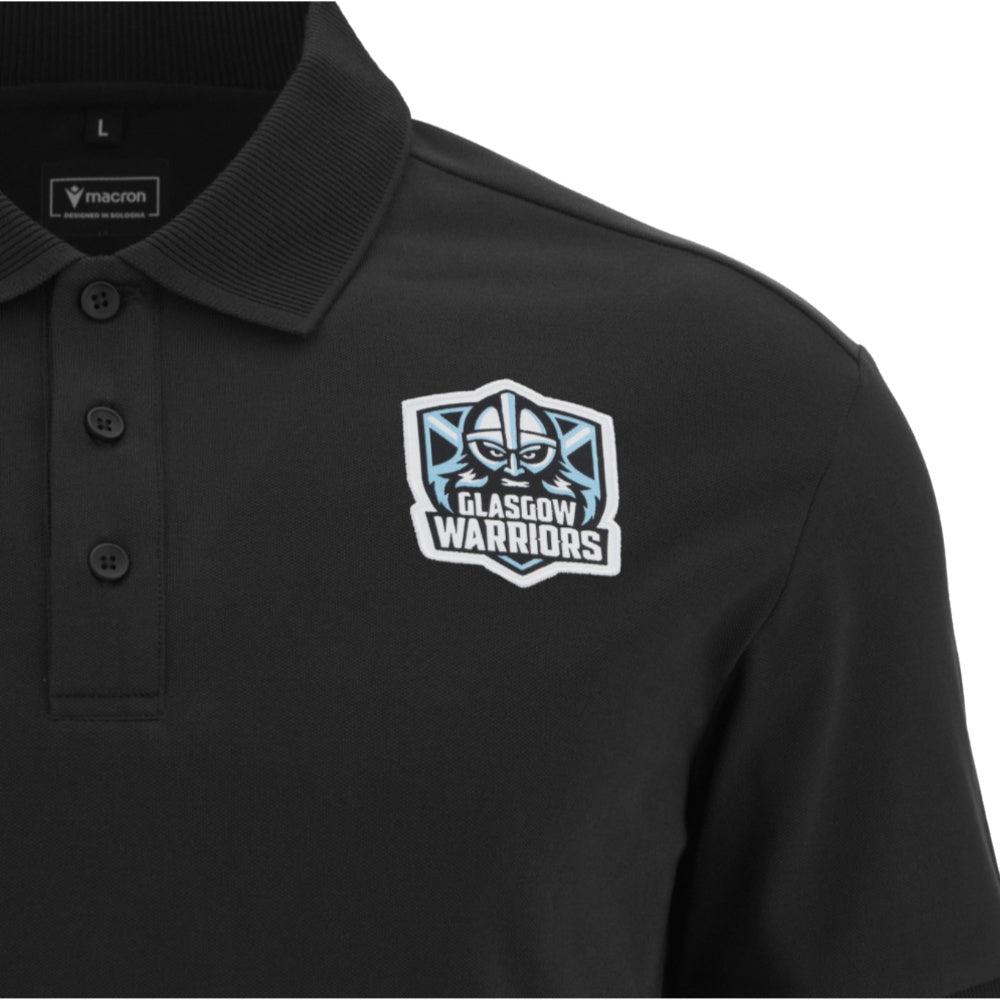 2025-2026 Glasgow Warriors Rugby Ath Polo Shirt (Black) Product - Polo Shirts Macron