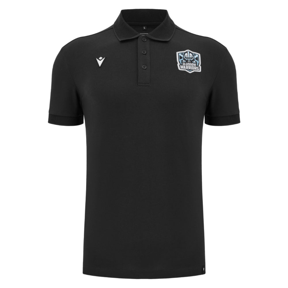 2025-2026 Glasgow Warriors Rugby Ath Polo Shirt (Black) Product - Polo Shirts Macron