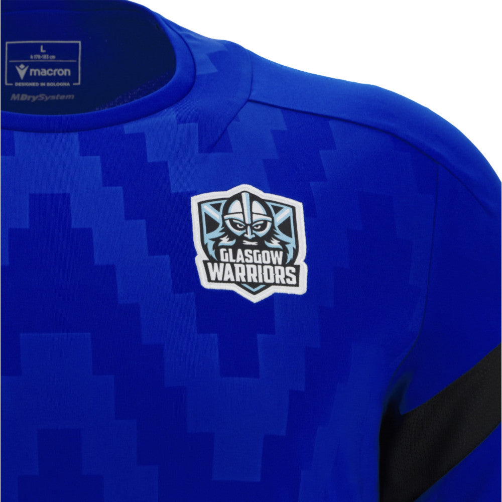 2025-2026 Glasgow Warriors Rugby Training Poly Shirt (Blue) Product - Training Shirts Macron