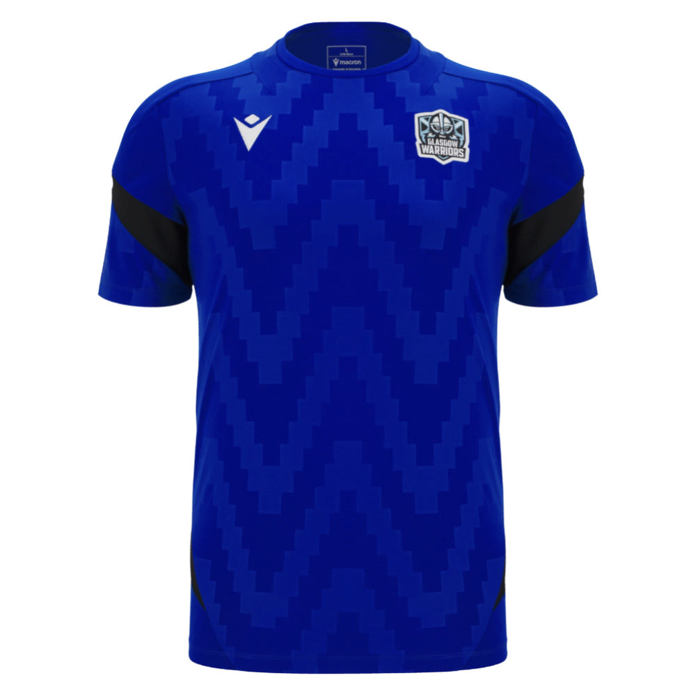 2025-2026 Glasgow Warriors Rugby Training Poly Shirt (Blue) (Your Name) Product - Hero Shirts Macron