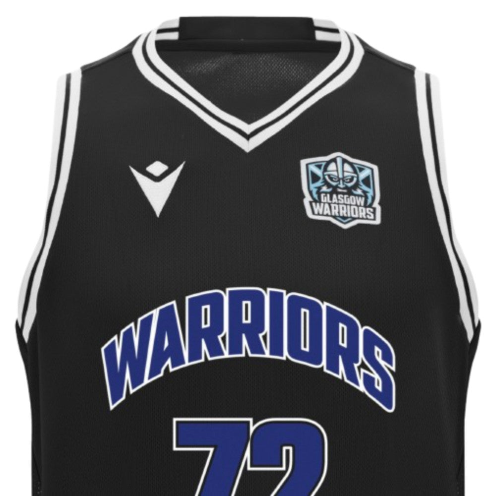 2025-2026 Glasgow Warriors Basketball Singlet (Black) Product - Sleeveless Macron