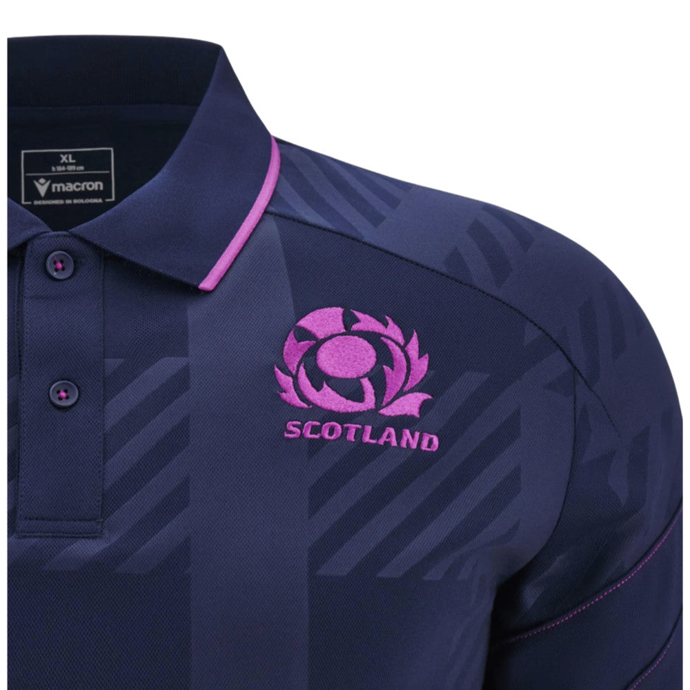 2025-2026 Scotland Rugby Travel Polo Shirt (Navy) - Kids Product - Polo Shirts Macron