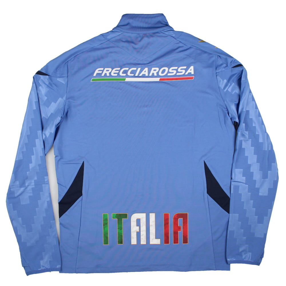 2025-2026 Italy FIR Rugby Training Half Zip Top (Blue) Product - Training Tops Macron