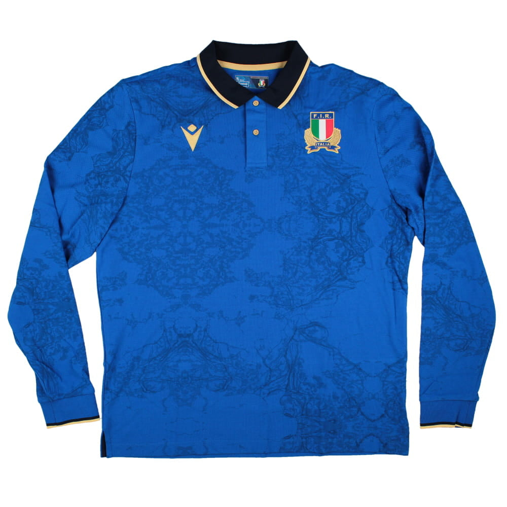 2025-2026 Italy FIR Home LS Cotton Rugby Shirt (Your Name) Product - Hero Shirts Macron
