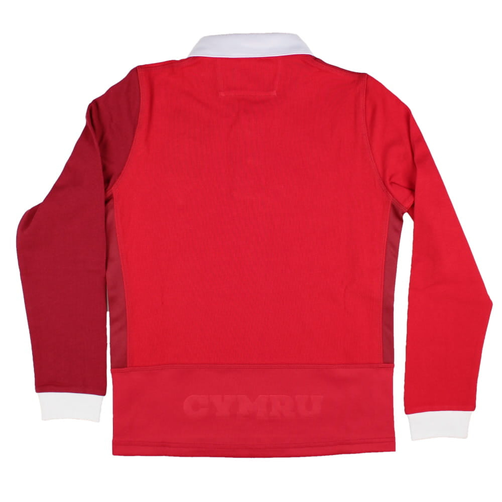 2025-2026 Wales WRU Home LS Cotton Rugby Shirt (Kids) Product - Football Shirts Macron