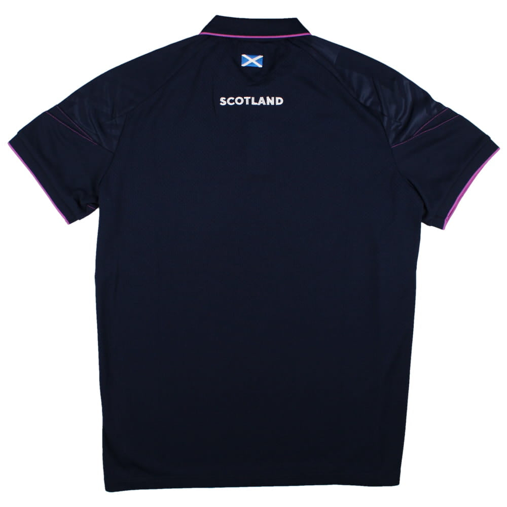 2025-2026 Scotland Rugby Travel Polo Shirt (Navy) - Kids Product - Polo Shirts Macron