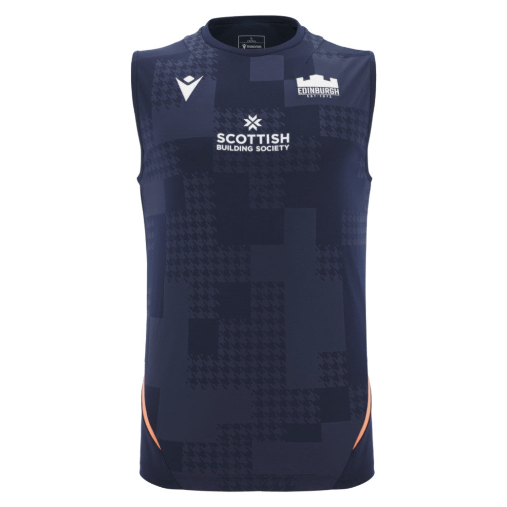 2025-2026 Edinburgh Rugby Sleeveless Shirt (Navy) (Your Name) Product - Hero Shirts Macron